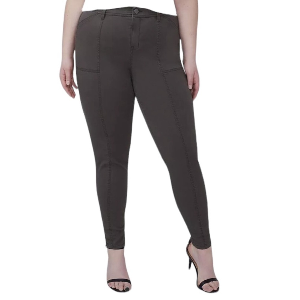 Lane Bryant Olive Stretch Twill Utility Pant with Lace Back Leg Detail 24